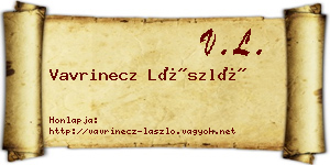 Vavrinecz László névjegykártya